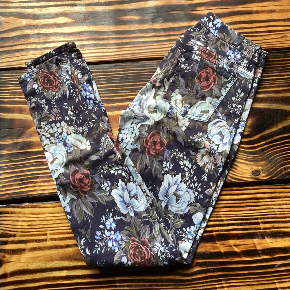 7 For All Mankind  Floral Skinny Jeans Size 26